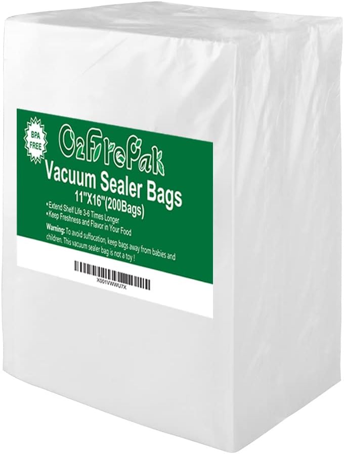 O2frepak 200 Gallon Size11" x 16" Vacuum Sealer Bags with BPA Free and Heavy Duty, Vacuum Seal Food Sealer Bags,Great for Food Storage Vaccume Sealer PreCut Bag - Image 1